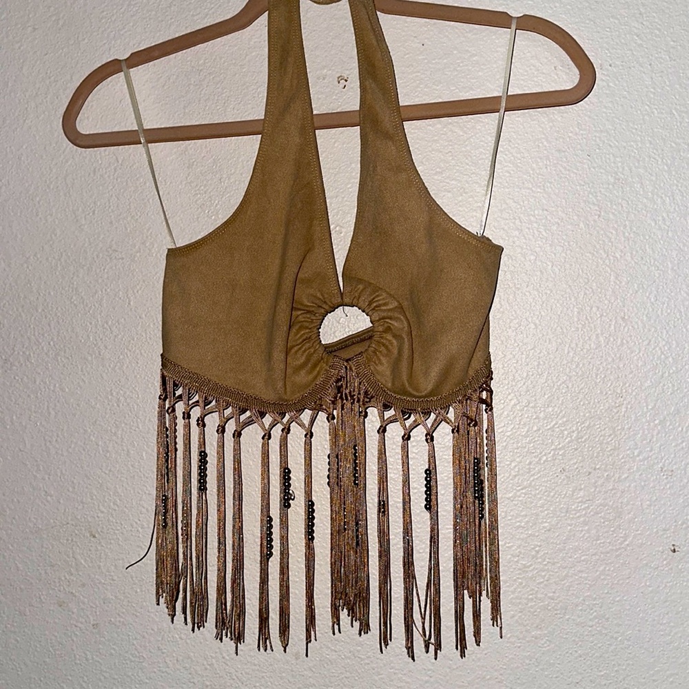 Western fringe crop top